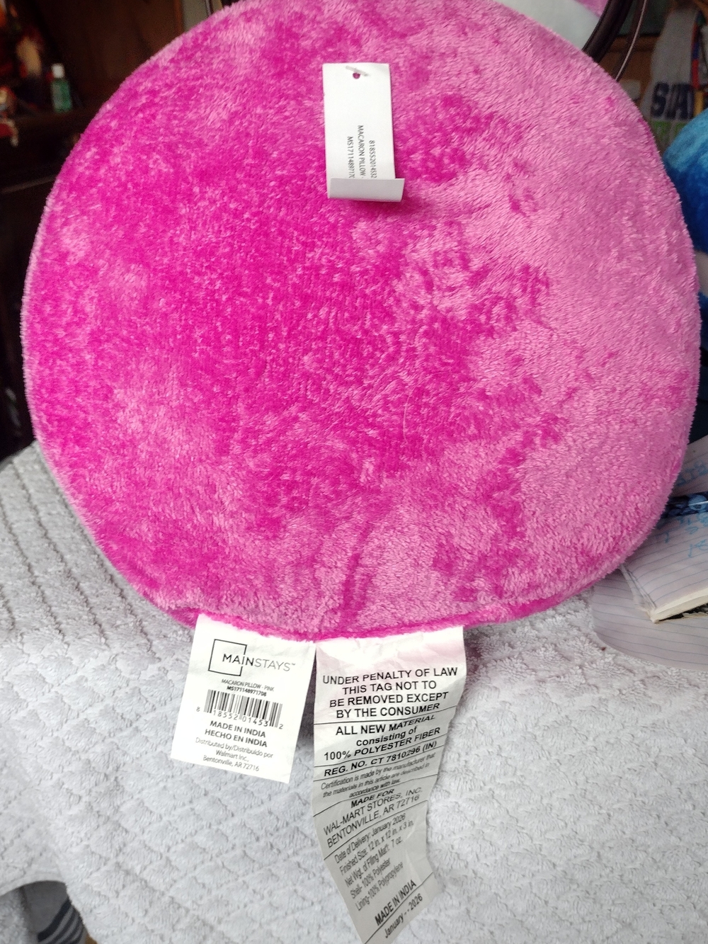 Mainstay Hot Pink Round Plush Accent Pillow